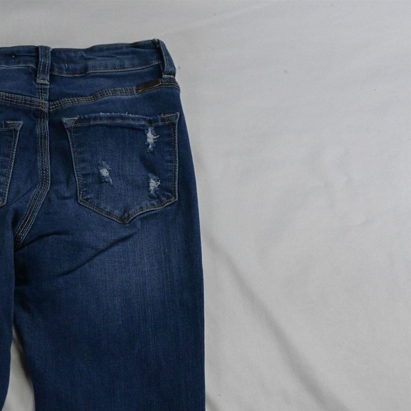 KanCan 1 / 24 Exposed Button Fly Skinny Dark Destroyed Stretch Denim Jeans - Picture 5 of 7